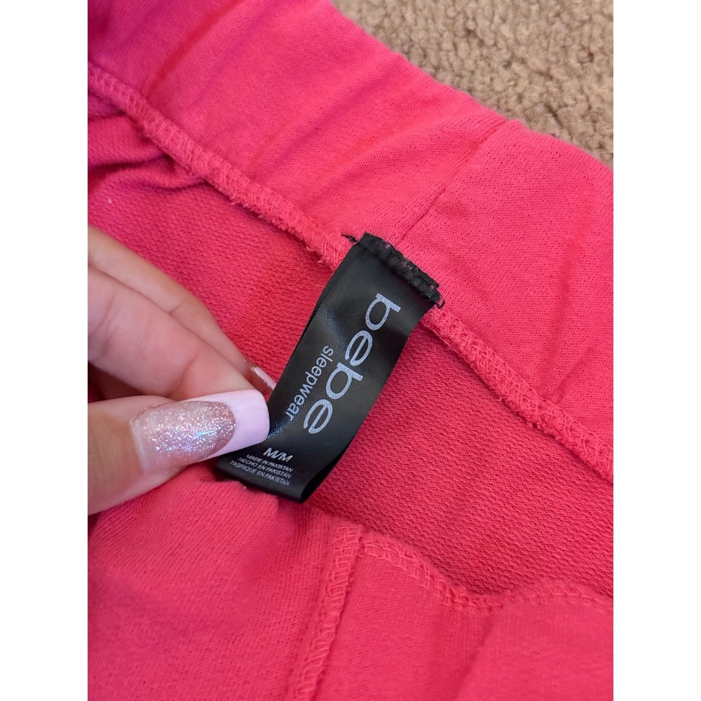 Y2K 2000s style Bebe Sleepwear Pink Joggers Sweatpants lace up Drawstring Lounge - Picture 3 of 8